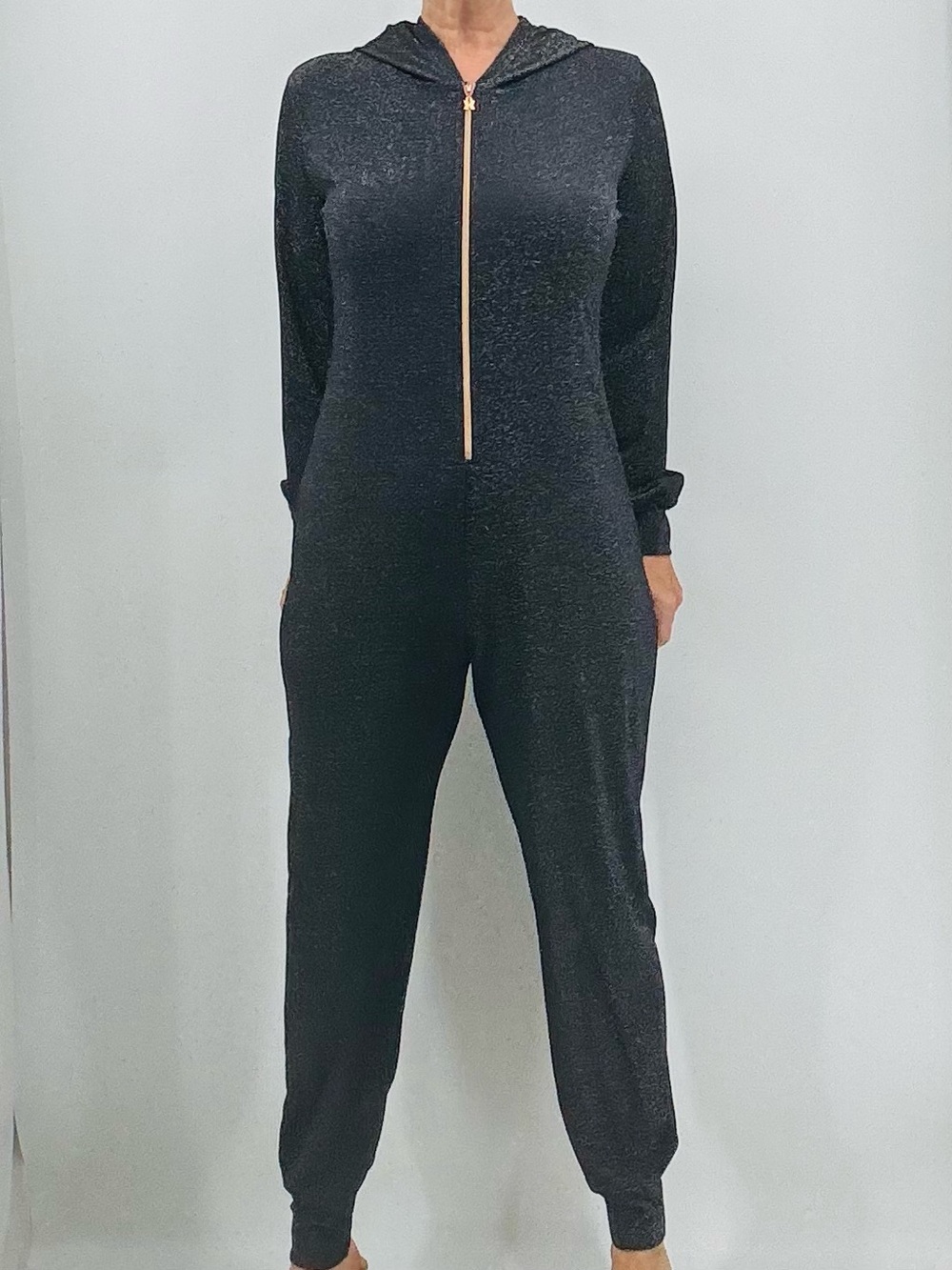 Savage x Fenty Rihanna Streetwear Loungewear Glitter Hooded Onesie Jumpsuit